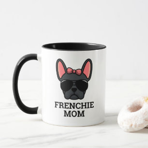 Caneca Mulher Negra Negra Cachorro Francês Filhote Mãe