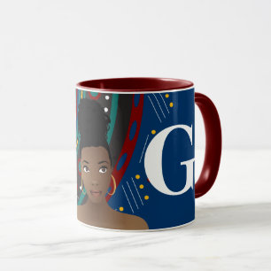 Caneca Mulher Negra, Padrão inspirado tribal Monograma A