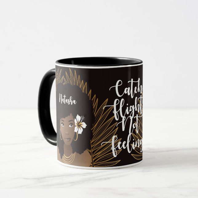 Caneca Mulher Negra, Pega Voos Sem Sentimentos (Frente Esquerda)