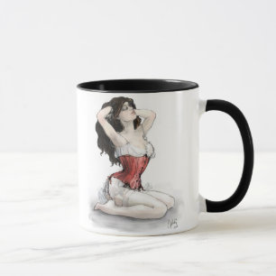 Caneca Mulher no Corset Vermelho