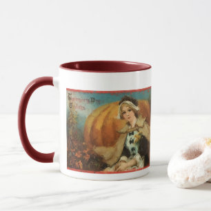 Caneca Mulher Peregrina do Dia de Ação de Graças Vintage