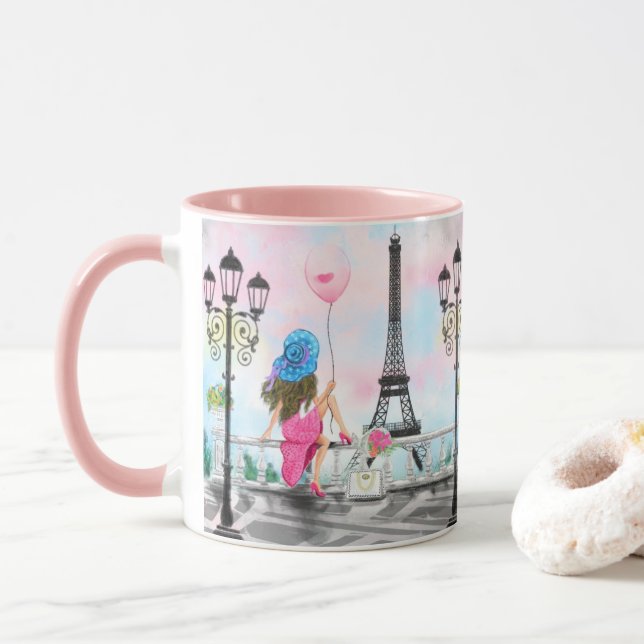 Caneca Mulher-Presente Da Torre Eiffel Em Paris (Com Donut)