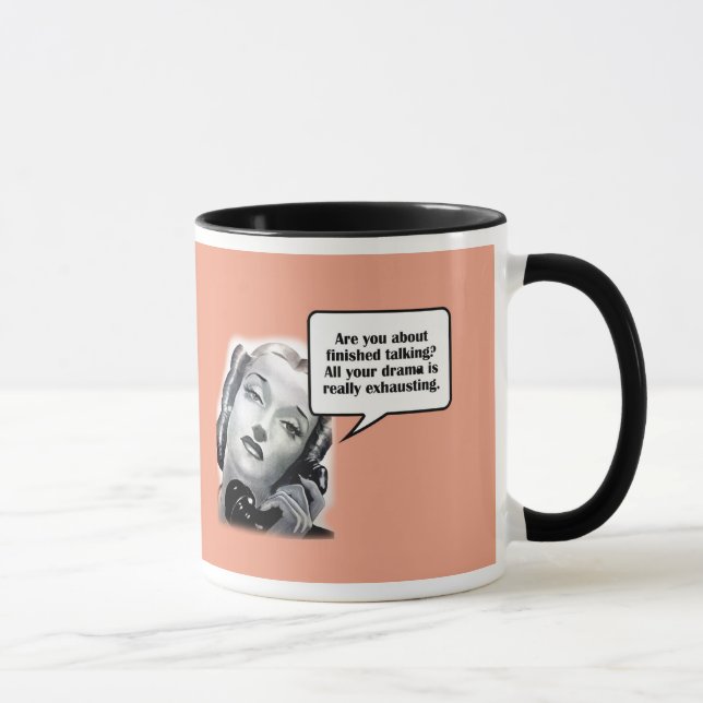 Caneca Mulher retrô ao telefone, drama (Direita)