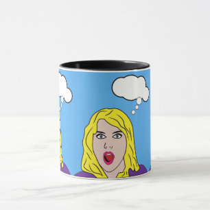 Caneca Mulher-retrora surpreendida com arte Pop