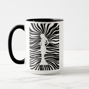 Caneca Mulher Silhueta Psicodélica Preta e Branca Tripp