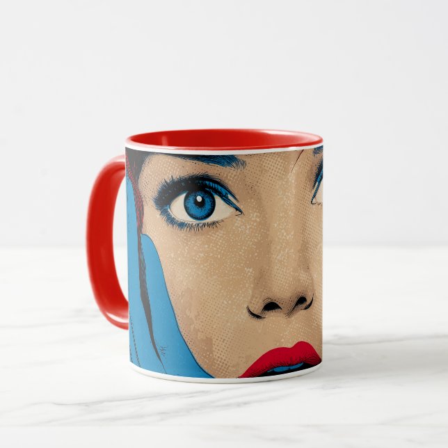 Caneca Mulher Surpresa em Pop Art (Frente Esquerda)