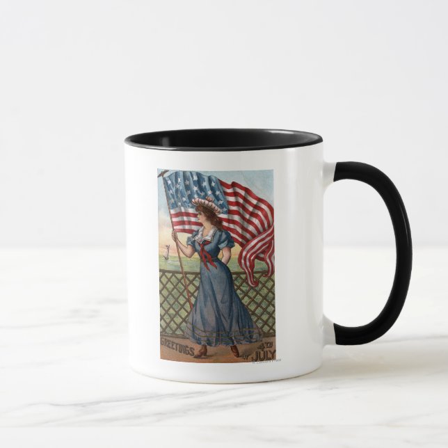 Caneca Mulher Vestida Patrioticamente (Direita)