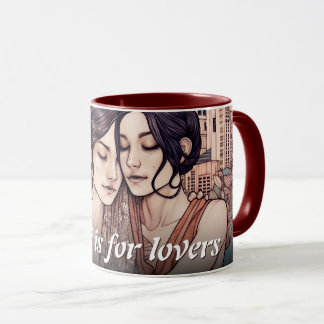 Caneca Mulheres Centros de Miami Curtindo Lésbicas Desenh