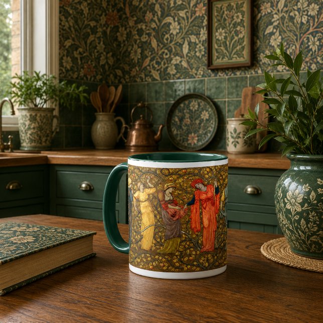Caneca Mulheres Colhendo Maçãs por Burn-Jones (Criador carregado)