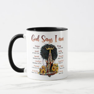 Caneca Mulheres Cristãs Negras Eu Sou Deus Melanina Irmã