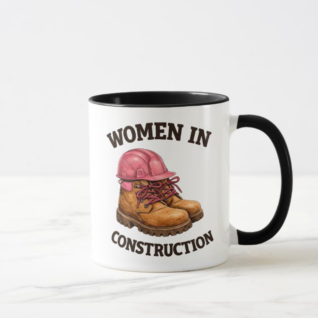 Caneca Mulheres na Construção com Botas de Trabalho e Cap (Direita)