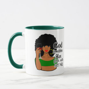 Caneca Mulheres Negras, Rainha Negra, Afro, Deus está de