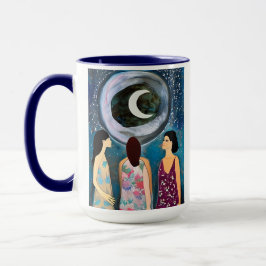 Caneca Mulheres olhando para a Trabalho de arte da lua