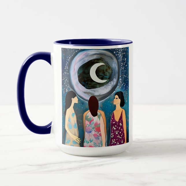 Caneca Mulheres olhando para a Trabalho de arte da lua (Esquerda)
