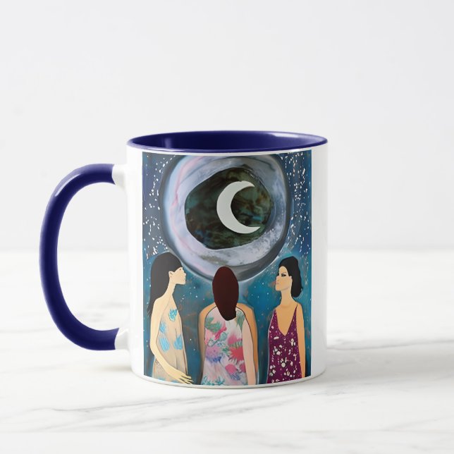 Caneca Mulheres olhando para a Trabalho de arte da lua (Esquerda)