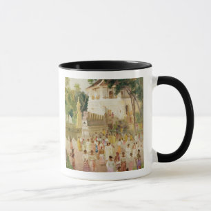 Caneca Multidões em um monumento em India, 1895 (w/c &