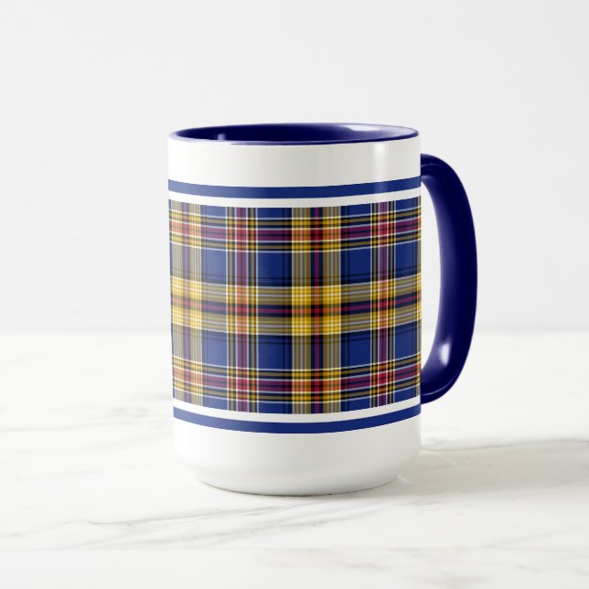 Caneca Murtaugh Tartan Blue e Dourada Xadrez irlandesa (Frente Esquerda)