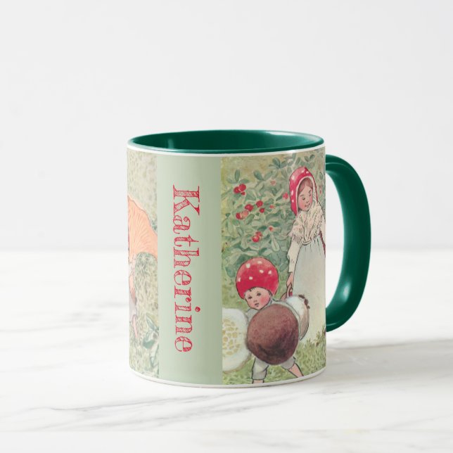 Caneca Mushroom Fairytale Elsa Beskow Mug personalizado (Frente Esquerda)