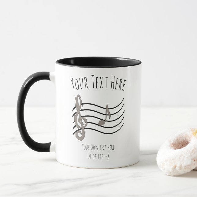 Caneca Música. Chave Violin & Nota A. Modelo de Presente  (Com Donut)