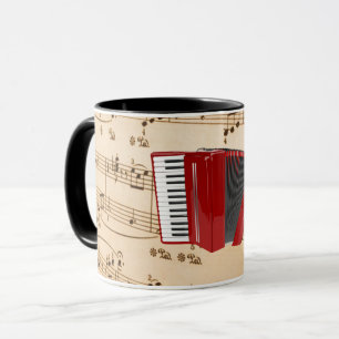 Caneca Música de acordeão, design popular,