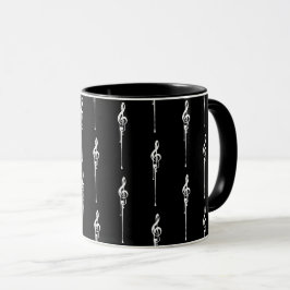 Caneca Música Motif Derretendo Treble Clef Branco e Preto