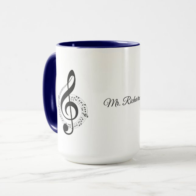 Caneca Música Notas Personalizadas Mug (Frente Esquerda)