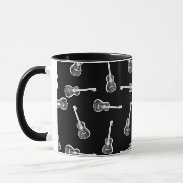 Caneca Música preta & branca do design das guitarra (Esquerda)