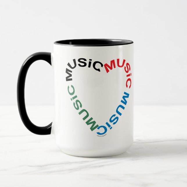Caneca Música Texto Coração Mug (Esquerda)