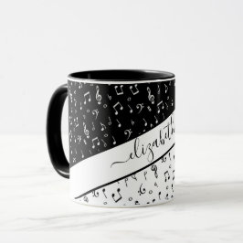 Caneca Musical preto e branco personalizado