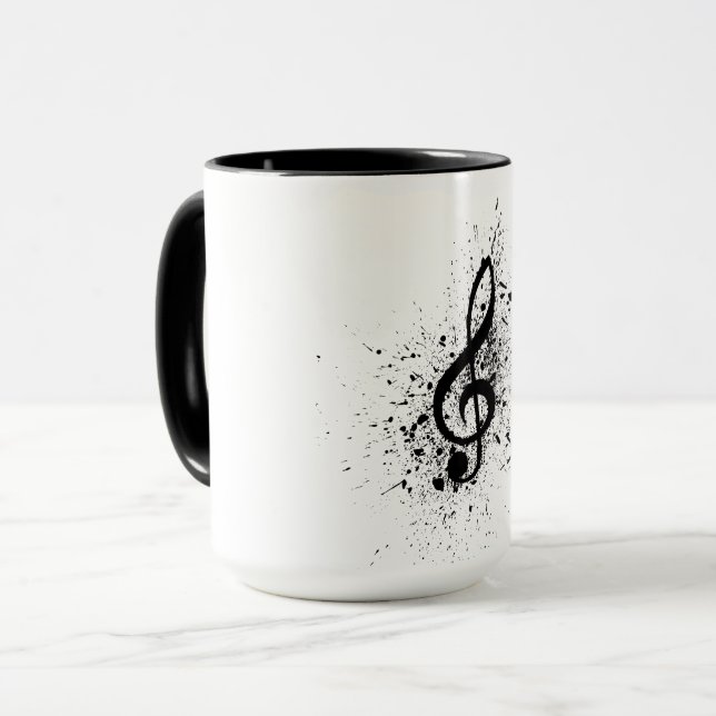 Caneca Muzikale bladmuziek muzieknoten patroon. Muziek (Frente Esquerda)