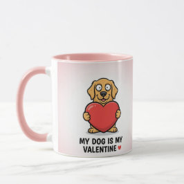 Caneca My Dog is My Valentine Funny Pet Lover Combo Mug