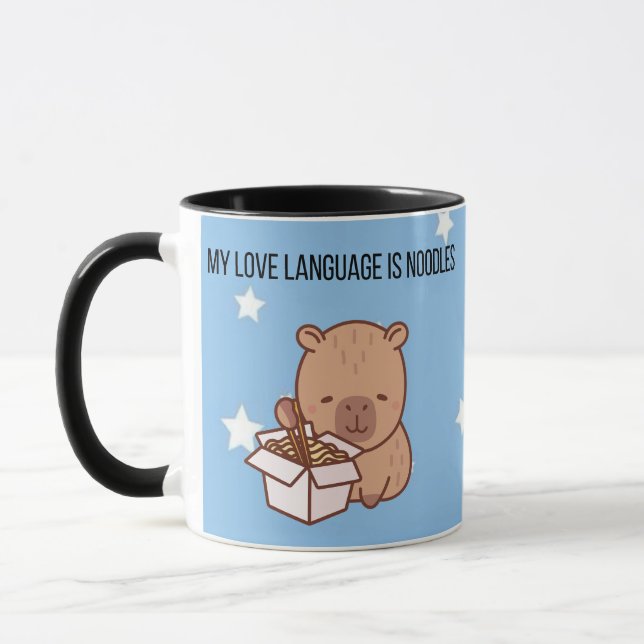 Caneca My Love Language Is Noodles | Kawaii Capybara Coff (Esquerda)