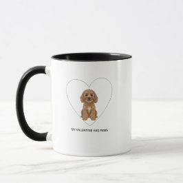 Caneca My Valentine Has Paws Cockapoo Dog Lover