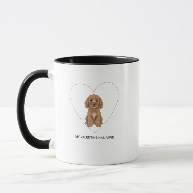 Caneca My Valentine Has Paws Cockapoo Dog Lover (Esquerda)