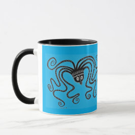 Caneca Mycenaean Grego Inspirou Azul Octopus Mug