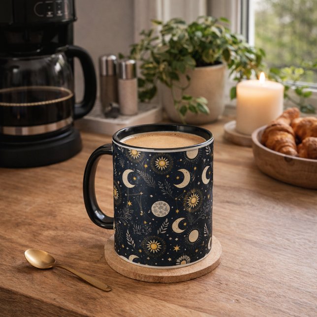Caneca Mystical Celestial Moon Pattern (Criador carregado)