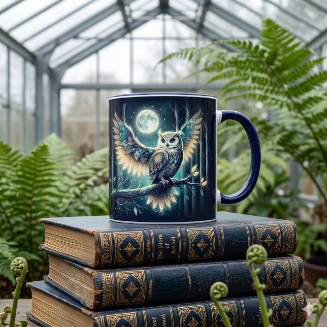 Caneca Mystical Moon Owl Celestial Forest Glow (Mystical Moon Owl Celestial Forest Glow Mug)