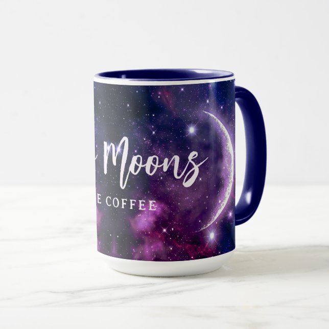Caneca Mystical Purple Galaxy Crescent Moon Celestial (Frente Esquerda)