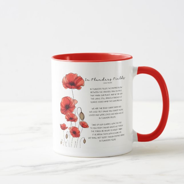 Caneca Na Flandres Fields Lembrança Poema (Direita)