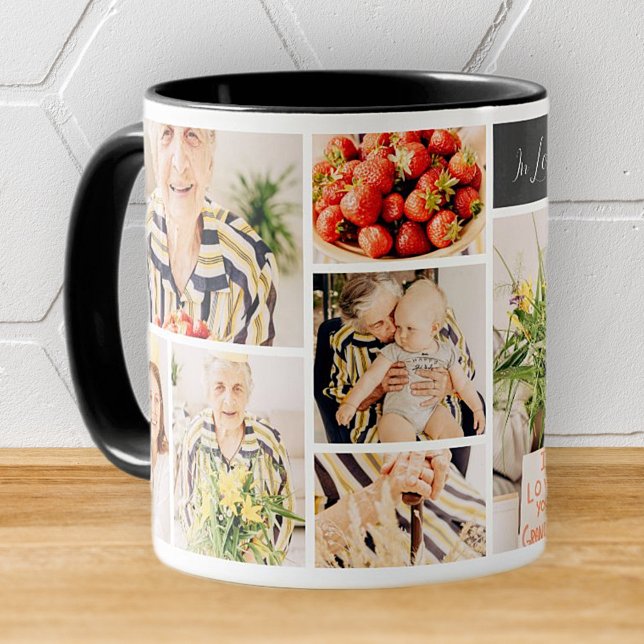 Caneca Na memória de amor da vovó moderna Colagem de Foto (Criador carregado)