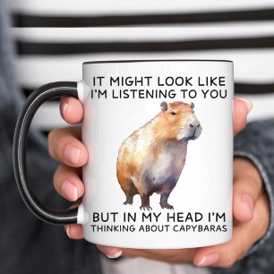 Caneca Na Minha Cabeça Estou Pensando em Capivaras Engraç