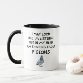 Caneca Na Minha Cabeça Estou Pensando Sobre Pombos Pombos