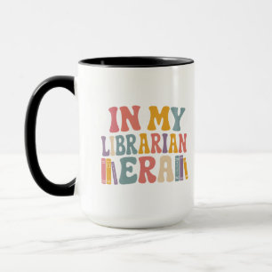 Caneca Na Minha Era de Bibliotecária Retro Groovy Amante 