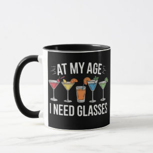 Caneca Na Minha Idade Preciso De Óculos Vino Engraçado Ál