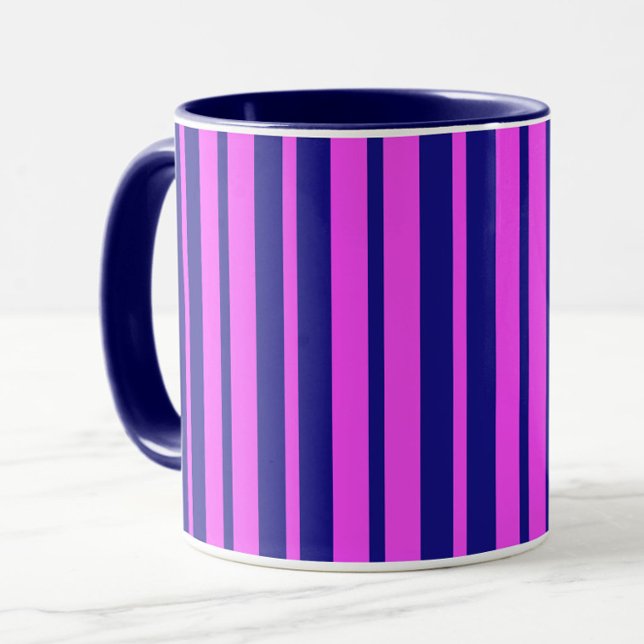 Caneca Na moda azul roxo Design de padrão de faixa (Criador carregado)