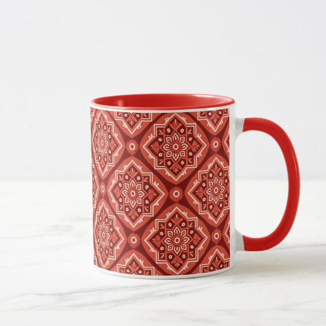 Caneca Na moda Boho Padrão Geométrico Floral (Direita)