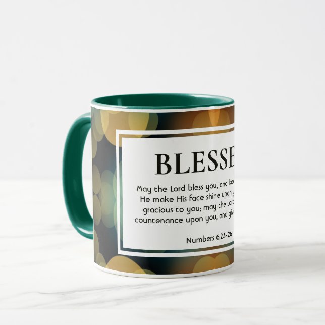 Caneca Na moda Bokeh personalizável cristão BÊNDIO (Frente Esquerda)
