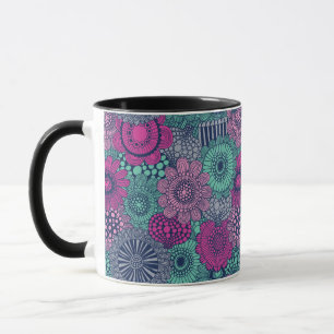 Caneca Na moda brilhante padrão de flores lindas
