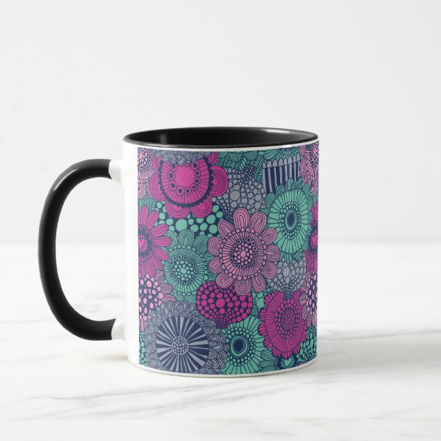 Caneca Na moda brilhante padrão de flores lindas (Esquerda)