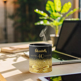 Caneca na moda de aniversário de 40 anos de monograma de